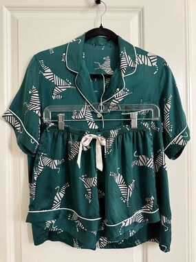 100% silk zebra print pajama set